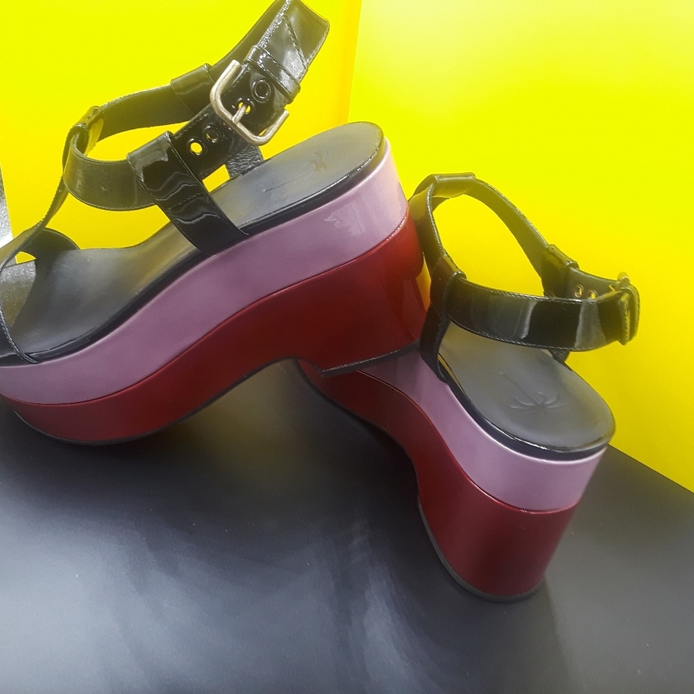 Tomas Maier Patent Color Block Platform Heel - image 6